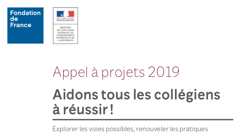 “Aidons tous les collégiens à réussir” – Appel à projets de la Fondation de France