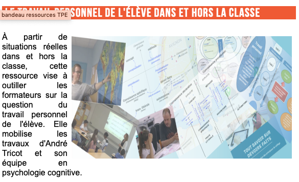Le travail personnel de l’élève dans et hors la classe : des ressources pour la formation – Ifé Centre Alain-Savary